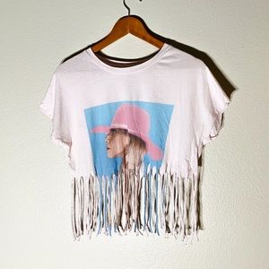 Lady Gaga pink fringe tshirt